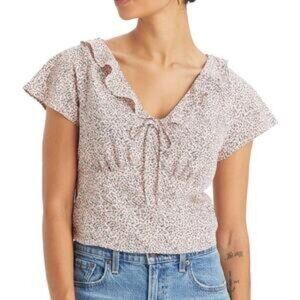Levi's San Francisco Oink Ditsy Floral Ruffle Crop Top Blouse